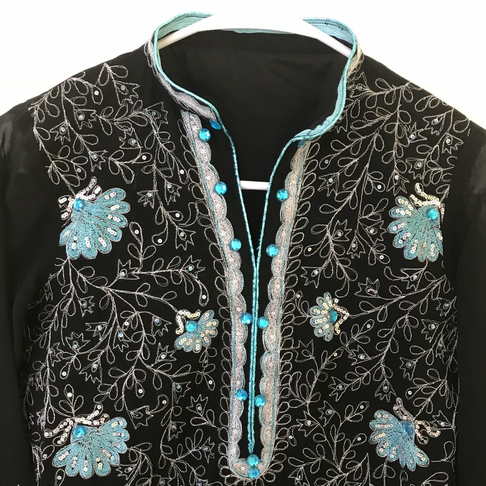 Pakistani/ Indian black and light blue dress